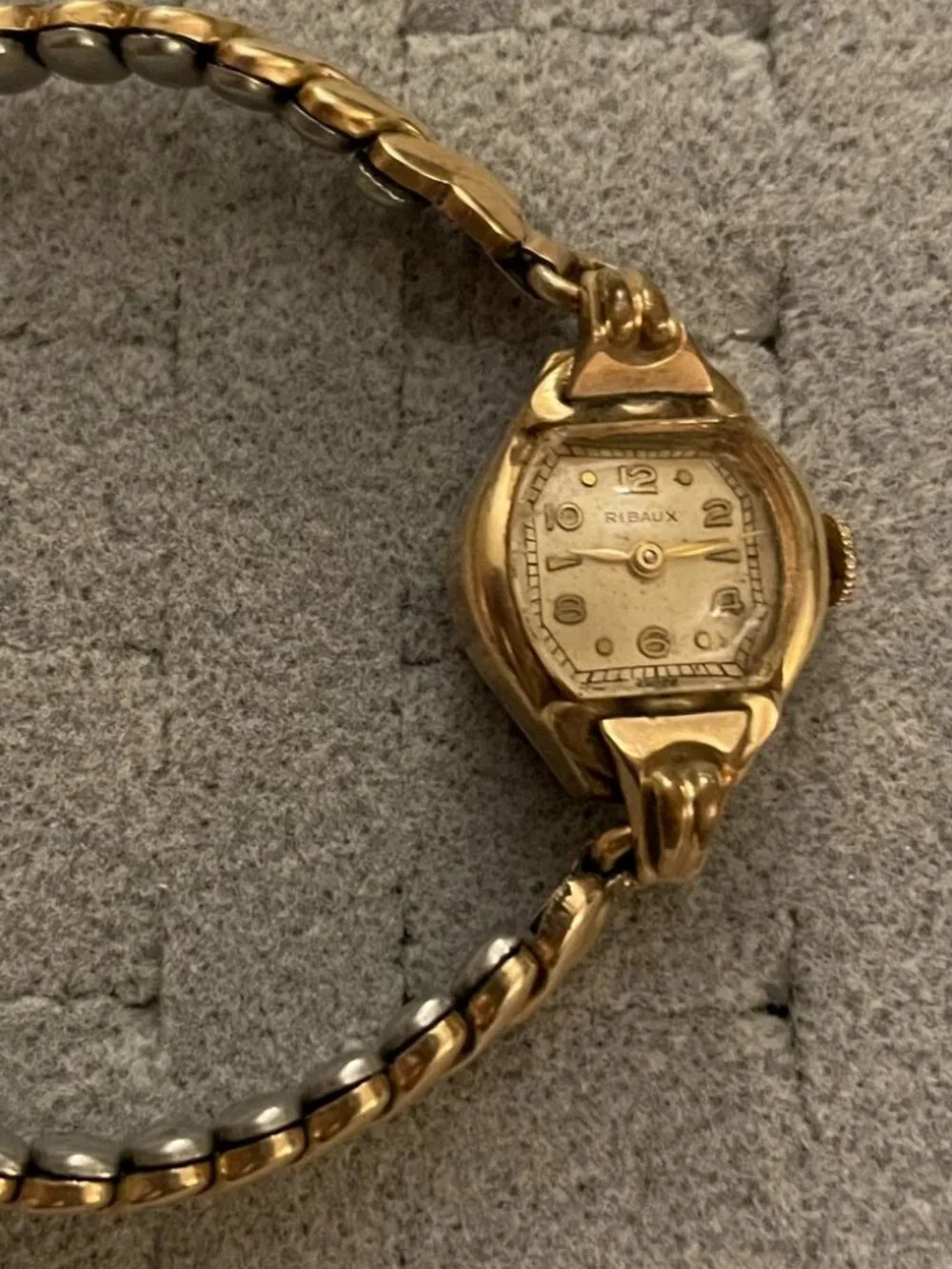 Vintage Gold Watch Ribaux Deco Mid Century Goldtone Base Metal Not Working